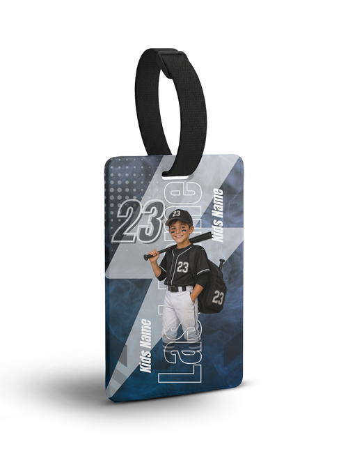 Custom Last Name Sports Tag | Personalized Photo Bag Tag with Jersey Number