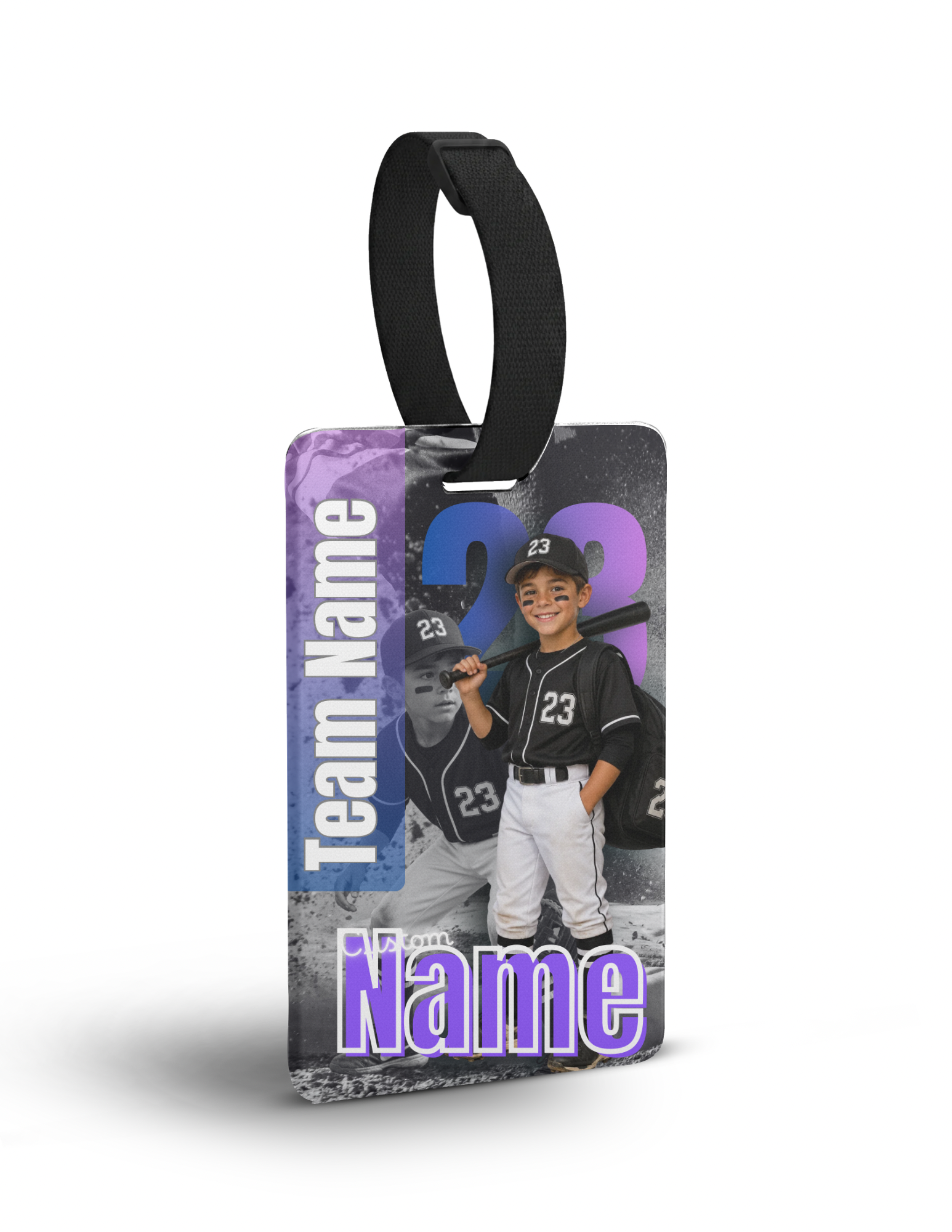 Custom Sports Photo Luggage Tag | Personalized Team Name & Number Bag Tag